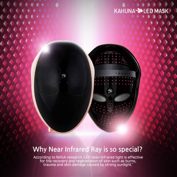 MADE IN KOREA, Korean Beauty Secret, Healthy Glowing Glass Skin – Kahuna Premium LED mask – Collagen Activation – Black/RoseGold