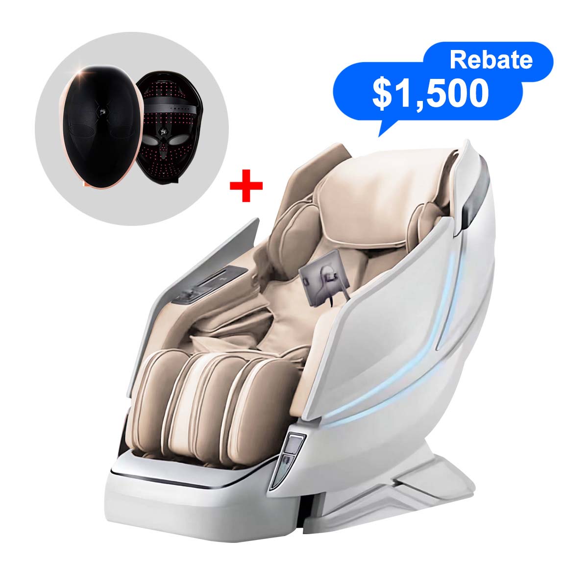 [Free Gift:Premium LED Mask] [Pre-Order 8-27-2024] Dios Massage Chair <font color=red>6D</font> Dual Air Tech Touch Roller SL-track:Dios-1288 White