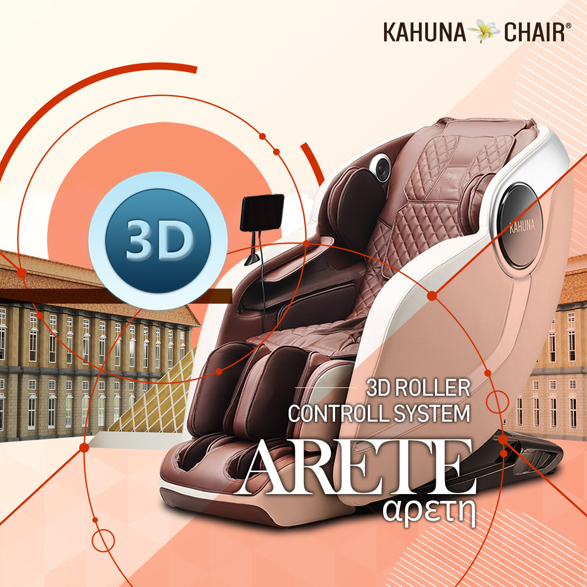 [OPEN BOX, A] Kahuna Elite Massage Chair, EM-Arete  Ivory/Red