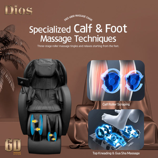 Dios Massage Chair <font color=red>6D</font> Dual Core Air Roller SL-track Dios-6800 Beige/White