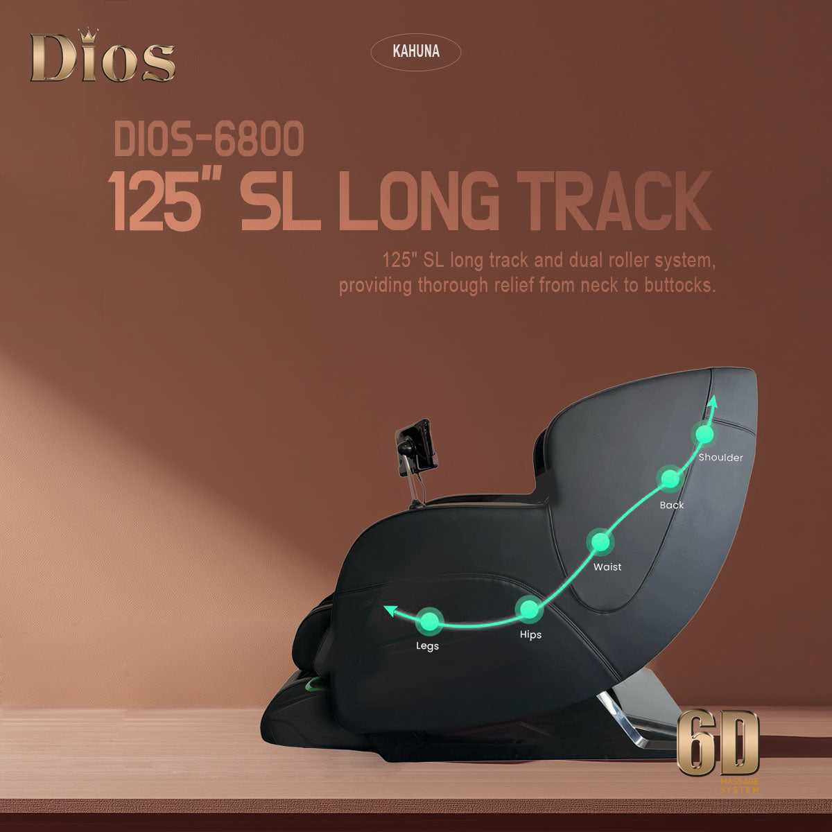 Dios Massage Chair <font color=red>6D</font> Dual Core Air Roller SL-track Dios-6800 Beige/White