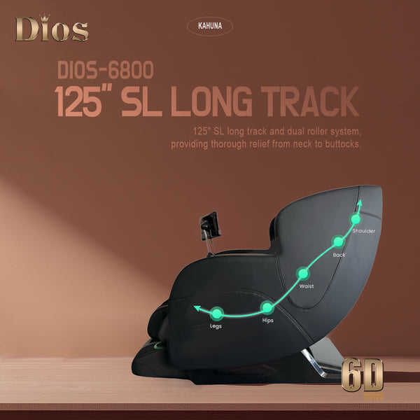 Dios Massage Chair <font color=red>6D</font> Dual Core Air Roller SL-track Dios-6800 Beige/White