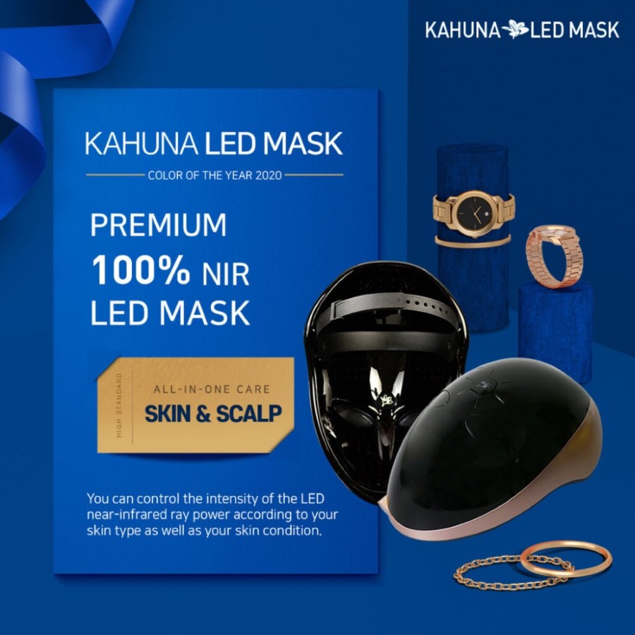 MADE IN KOREA, Korean Beauty Secret, Healthy Glowing Glass Skin – Kahuna Premium LED mask – Collagen Activation – Black/RoseGold