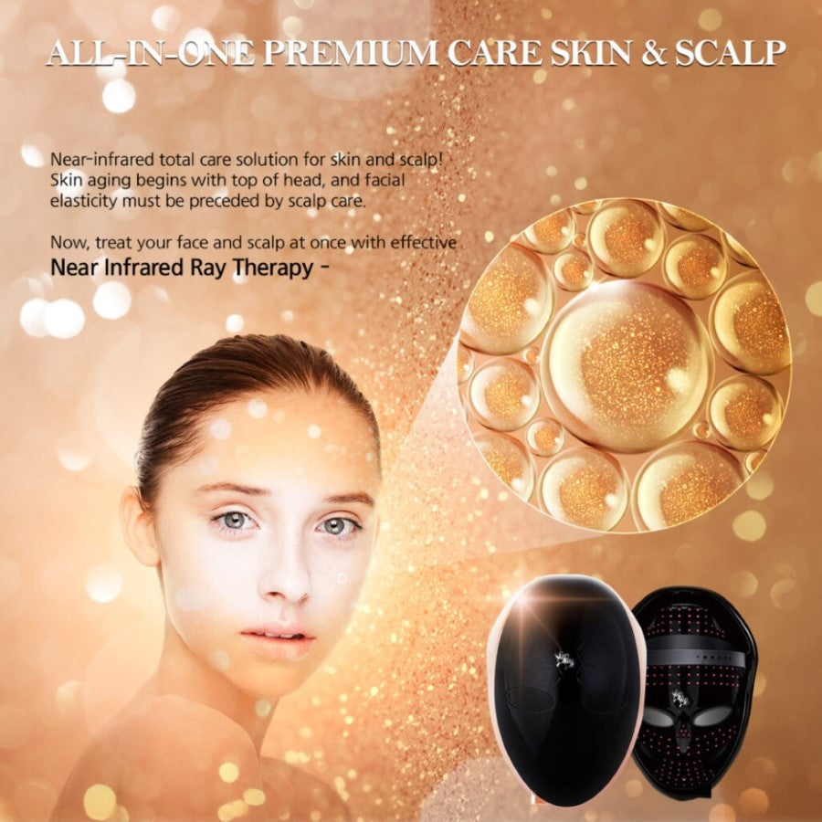 MADE IN KOREA, Korean Beauty Secret, Healthy Glowing Glass Skin – Kahuna Premium LED mask – Collagen Activation – Black/RoseGold