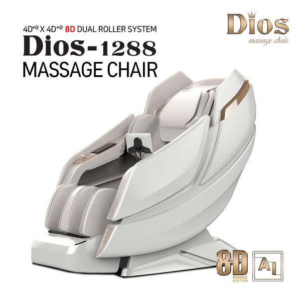 Dios Massage Chair <font color=red>8D</font> Dual Core Air Tech Touch Roller SL-track:Dios-1288 White
