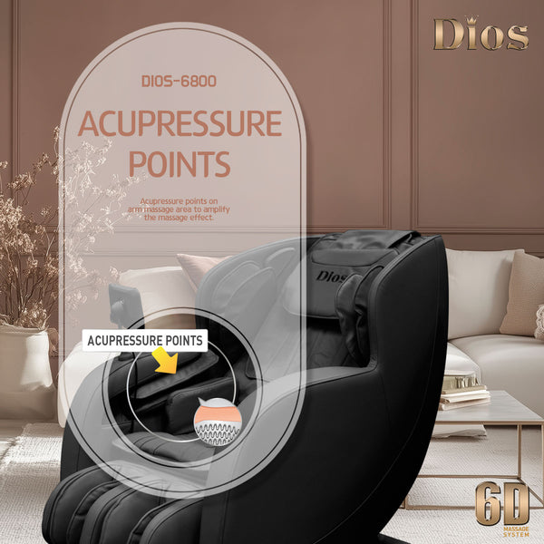 Dios Massage Chair <font color=red>6D</font> Dual Core Air Roller SL-track Dios-6800 Beige/White