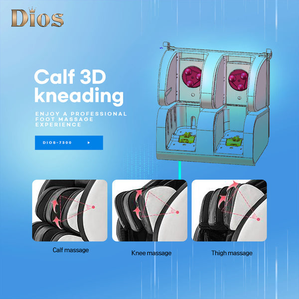 Dios Massage Chair <font color=red>7D</font> Dual Core Air Roller SL-track with 3D Calf Kneading Dios-7300 Gray/Brown