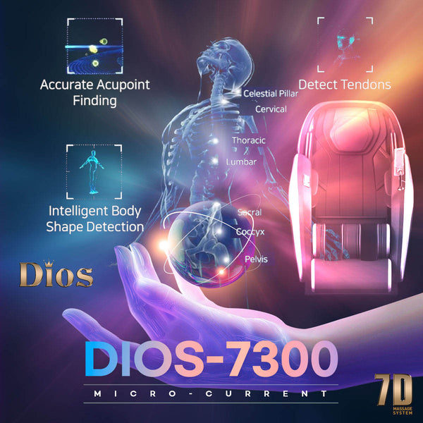 Dios Massage Chair <font color=red>7D</font> Dual Core Air Roller SL-track with 3D Calf Kneading Dios-7300 Gray/Brown