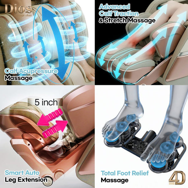 [2nd Batch] [Pre-Order 4-30-2026] Dios Flexa The World's First 181°Massage Experience Swinging Stretching Footrest 6 Level 4D Roller 56" SL-Track Full Body Zero Gravity Recliner Kahuna Massage Chair - ROSE GOLD (Limited Edition)