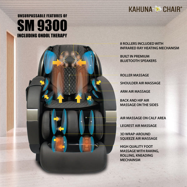 [Save up to $6200 : $6000 Off + Free Rug] Kahuna 4D+@ Dual Air Float Flex HSL-track with Infrared heating SM-9300 Black-Regular Remote-NO TABLET