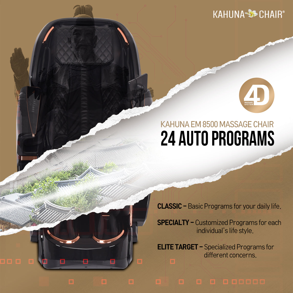 Kahuna Massage Chair 4D The King’s Elite Massage Chair, EM-8500 Black