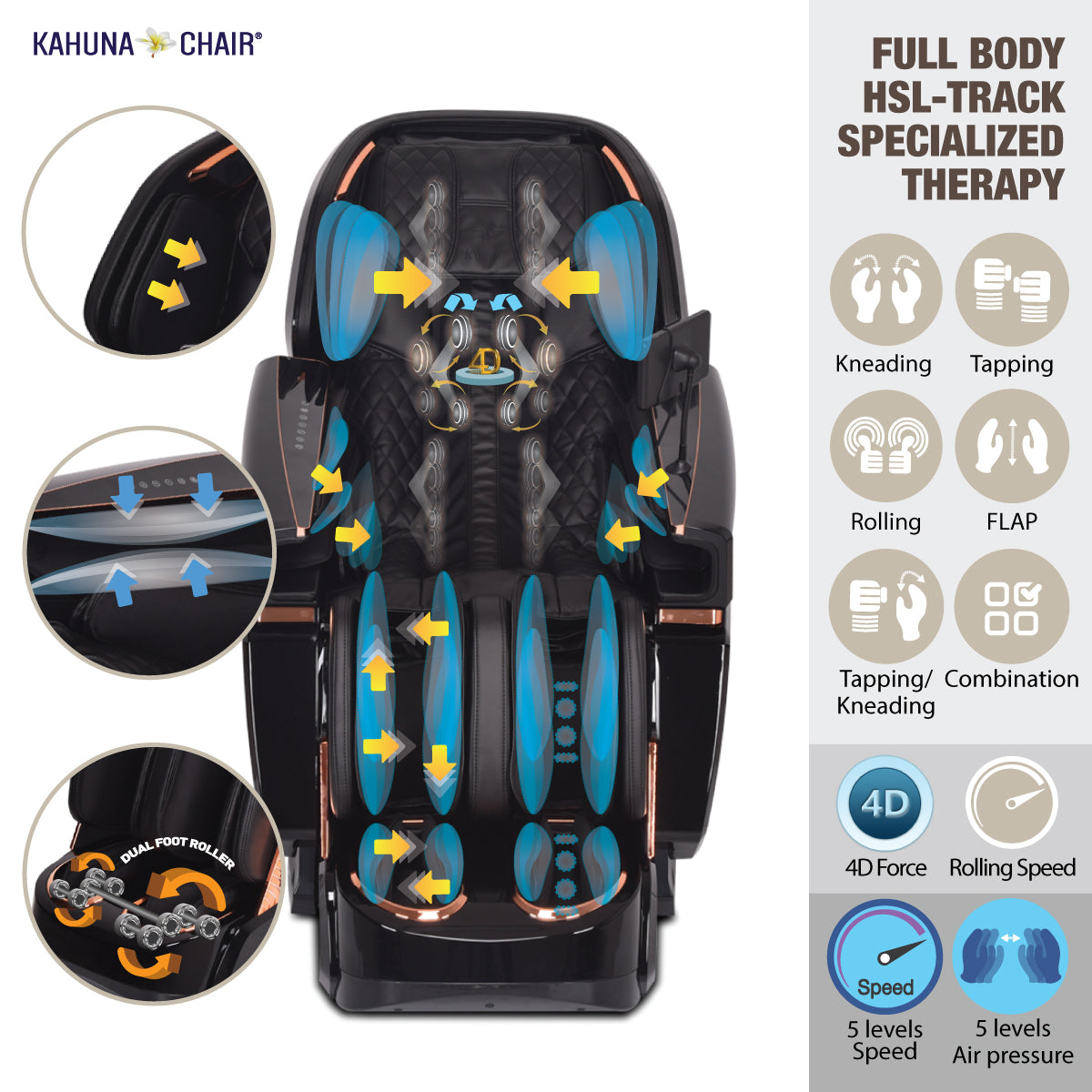 Kahuna Massage Chair 4D The King’s Elite Massage Chair, EM-8500 Black